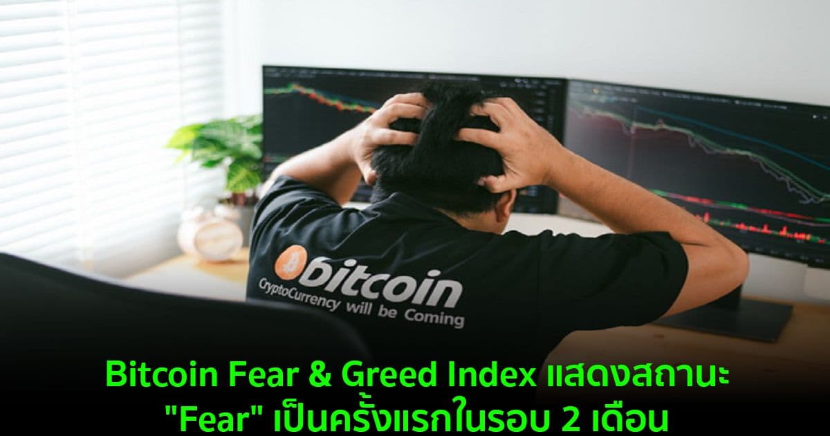 Bitcoin Fear & Greed Index แสดงสถานะ "Fear" เป็นครั้งแรกในรอบ 2 เดือน