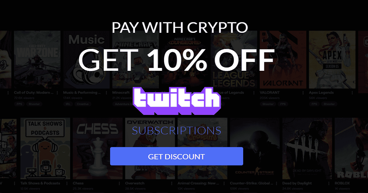 Twitch เสนอส่วนลด 10%  เมื่อชำระด้วย Cryptocurrency ผ่านแพลตฟอร์มการชำระเงินของ BitPay
