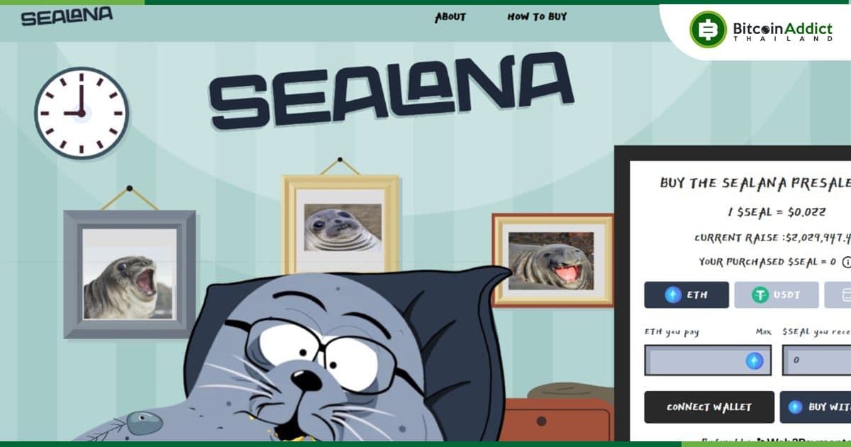 Sealana (SEAL) เหรียญมีมบน Solana ที่ได้รับแรงบันดาลใจมาจากแมวน้ำอเมริกันรูปร่างอ้วน