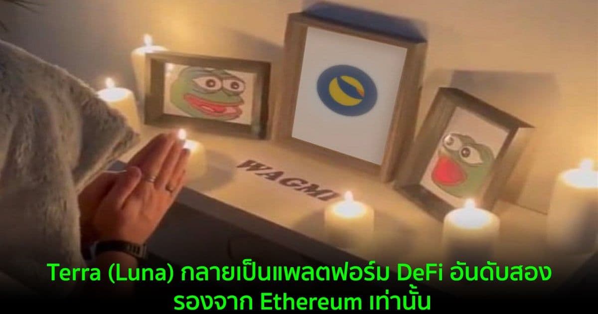 Terra (Luna) กลายเป็นแพลตฟอร์ม DeFi ที่ใหญ่เป็นอันดับสอง (รองจาก Ethereum เท่านั้น)