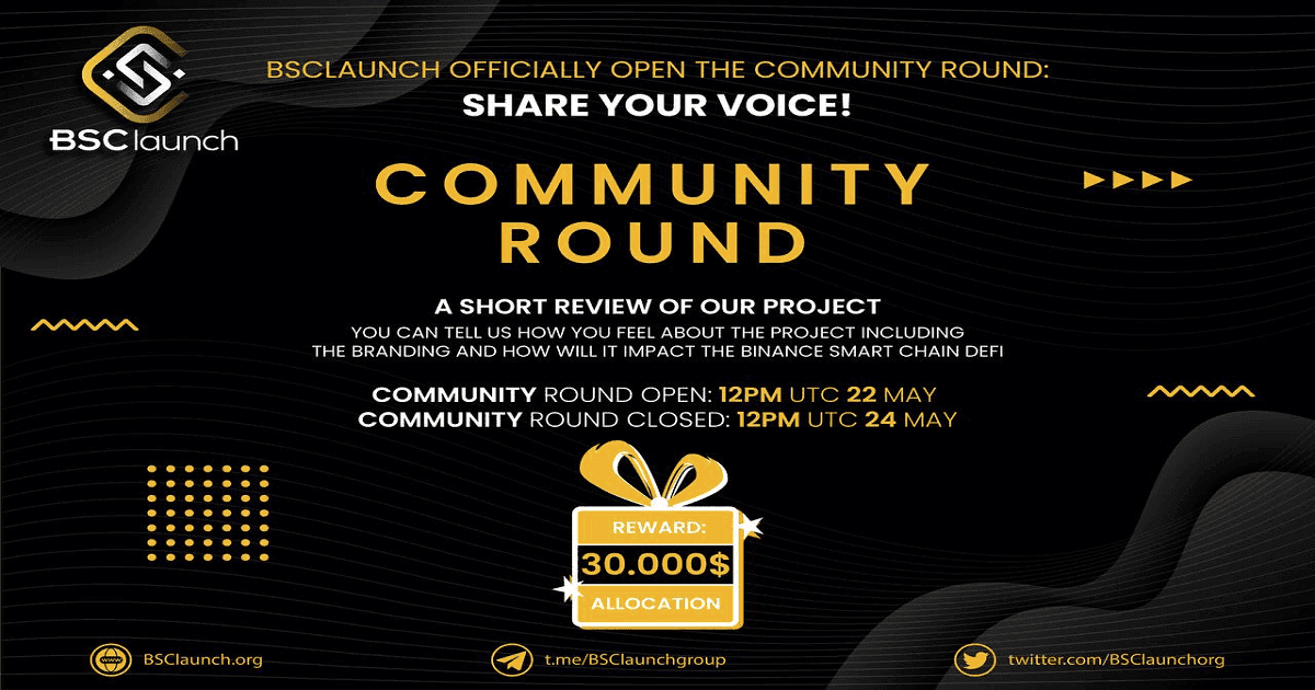 BSClaunch เปิดรอบ Community Round  Private Sale สำหรับผู้ชนะ 100 คน