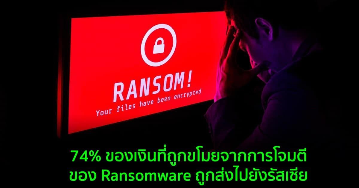 74% ของเงินที่ถูกขโมยจากการโจมตีของ Ransomware ถูกส่งไปยังรัสเซีย