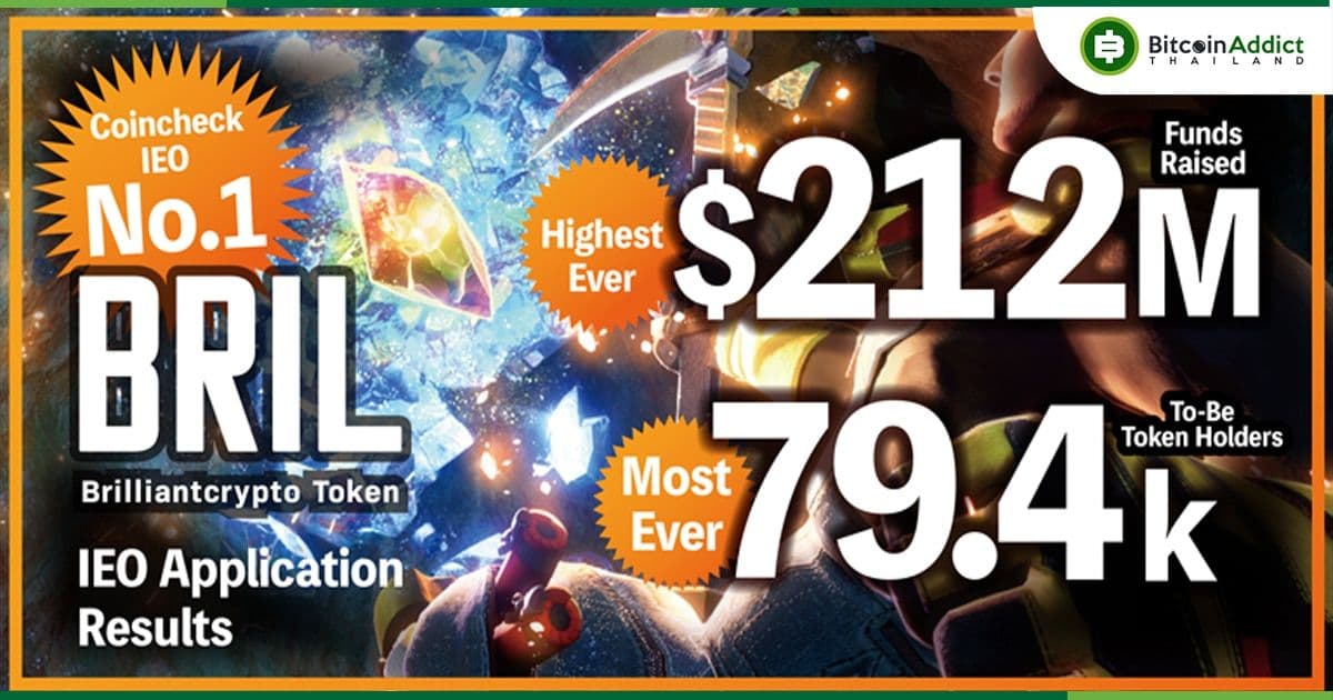 BRIL Token IEO! ระดมทุนได้สูงเป็นประวัติการณ์ถึง 212 ล้านดอลล่าร์ และผู้ถือโทเค็น 79.4K ราย