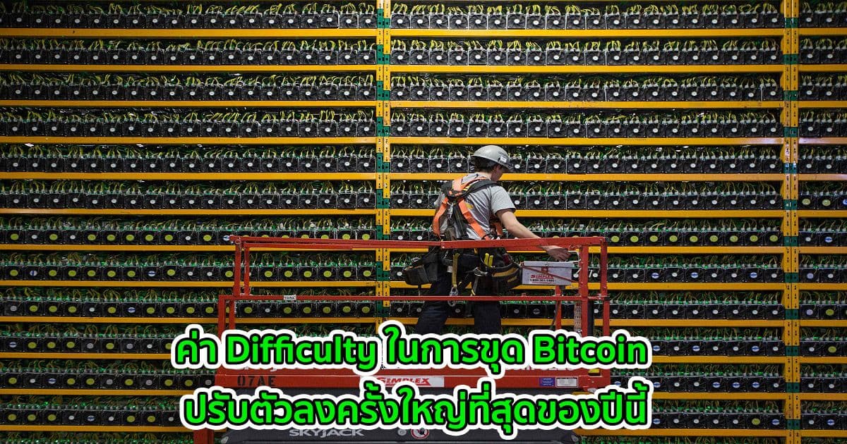 ค่า Difficulty ในการขุด Bitcoin ปรับตัวลงครั้งใหญ่ที่สุดของปีนี้
