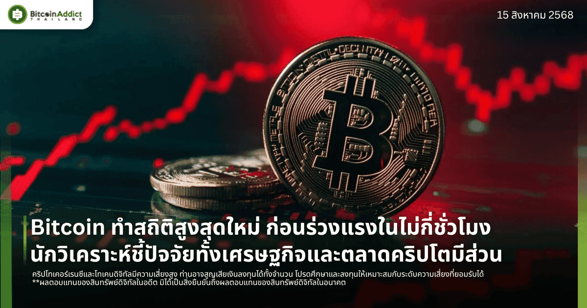 Bitcoin ทำสถิติสูงสุดใหม่ ก่อนร่วงแรงในไม่กี่ชั่วโมง – นักวิเคราะห์ชี้ปัจจัยทั้งเศรษฐกิจและตลาดคริปโตมีส่วน