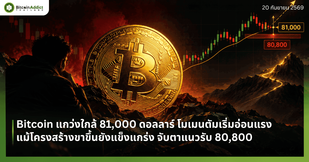 Bitcoin แกว่งใกล้ 81,000 ดอลลาร์ โมเมนตัมเริ่มอ่อนแรง แม้โครงสร้างขาขึ้นยังแข็งแกร่ง จับตาแนวรับ 80,800
