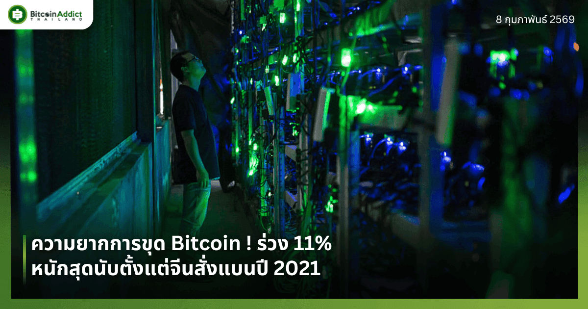 ความยากการขุด Bitcoin ! ร่วง 11% หนักสุดนับตั้งแต่จีนสั่งแบนปี 2021