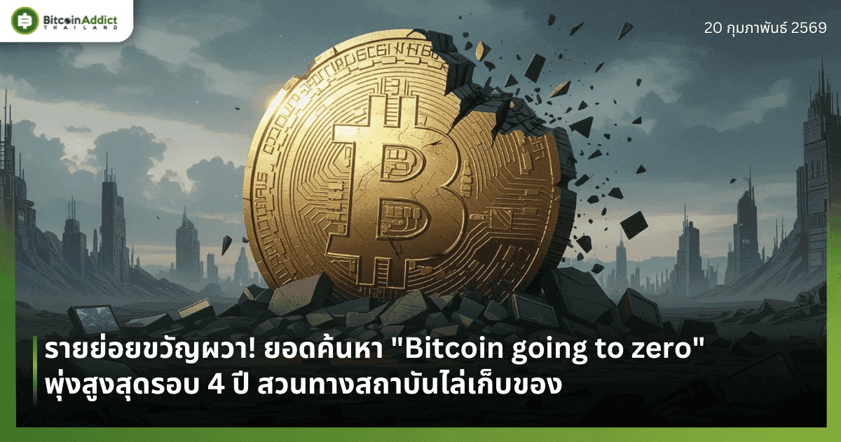 รายย่อยขวัญผวา! ยอดค้นหา "Bitcoin going to zero" พุ่งสูงสุดรอบ 4 ปี สวนทางสถาบันไล่เก็บของ