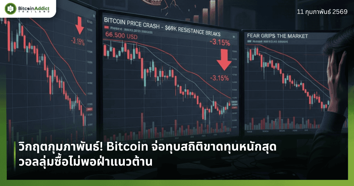 วิกฤตกุมภาพันธ์! Bitcoin จ่อทุบสถิติขาดทุนหนักสุด วอลลุ่มซื้อไม่พอฝ่าแนวต้าน