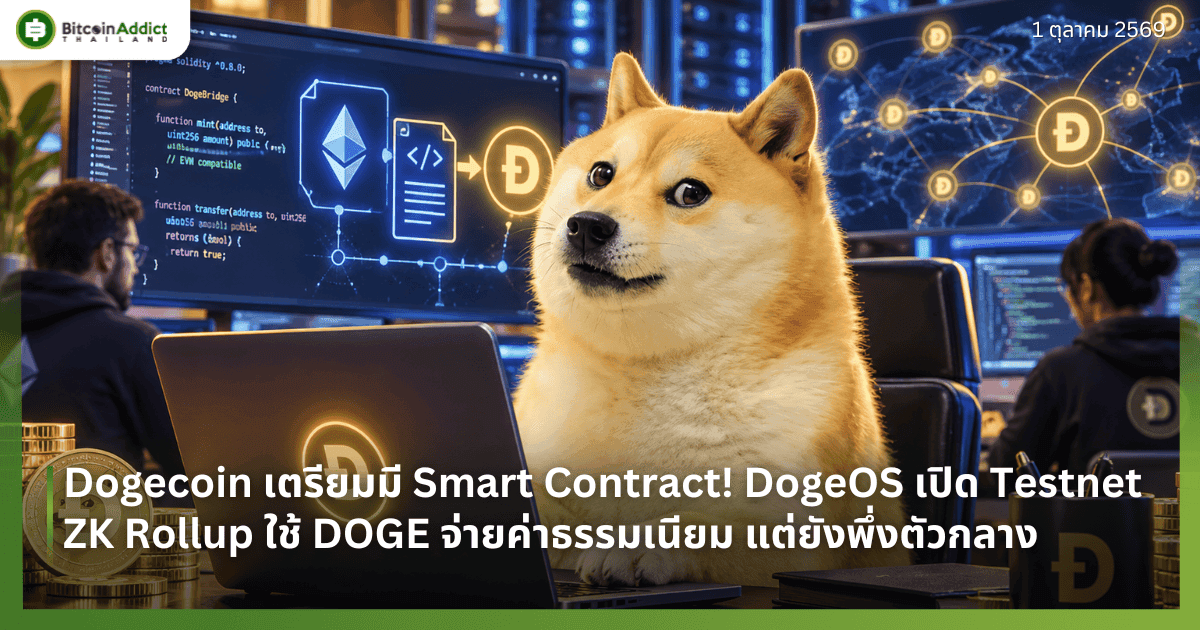 Dogecoin เตรียมมี Smart Contract! DogeOS เปิด Testnet ZK Rollup ใช้ DOGE จ่ายค่าธรรมเนียม แต่ยังพึ่งตัวกลาง