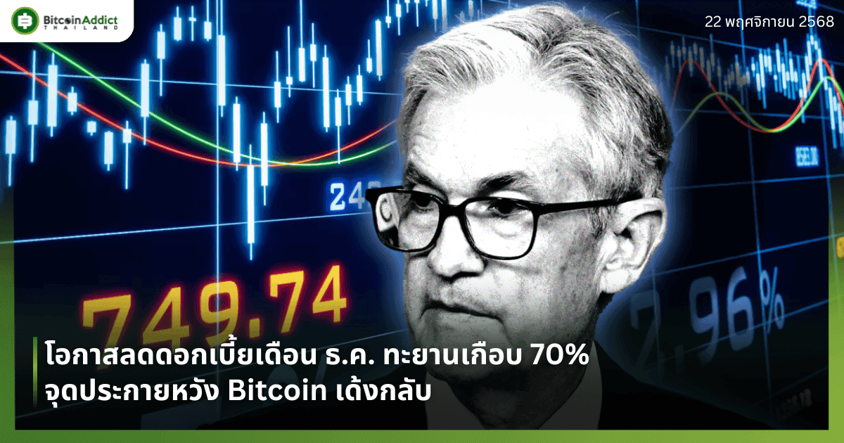 โอกาสลดดอกเบี้ยเดือน ธ.ค. ทะยานเกือบ 70% จุดประกายหวัง Bitcoin เด้งกลับ