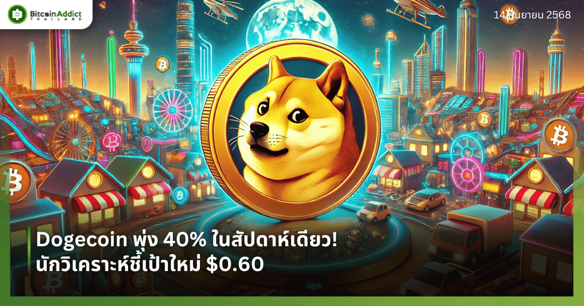 Dogecoin พุ่ง 40% ในสัปดาห์เดียว! นักวิเคราะห์ชี้เป้าใหม่ $0.60