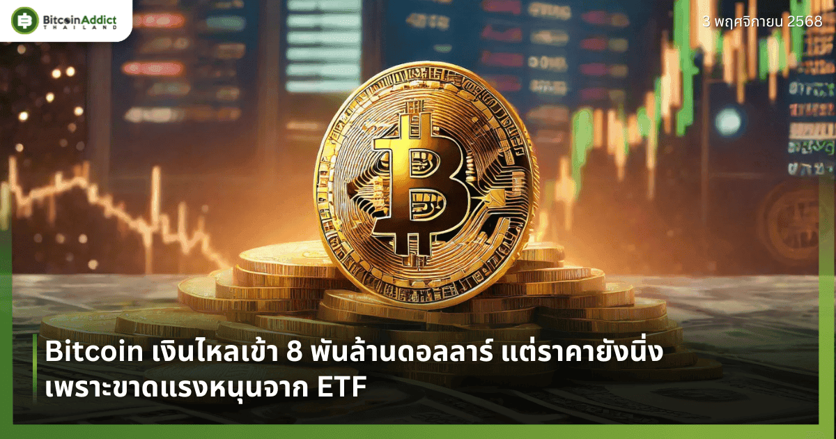 Bitcoin เงินไหลเข้า 8 พันล้านดอลลาร์ แต่ราคายังนิ่ง เพราะขาดแรงหนุนจาก ETF