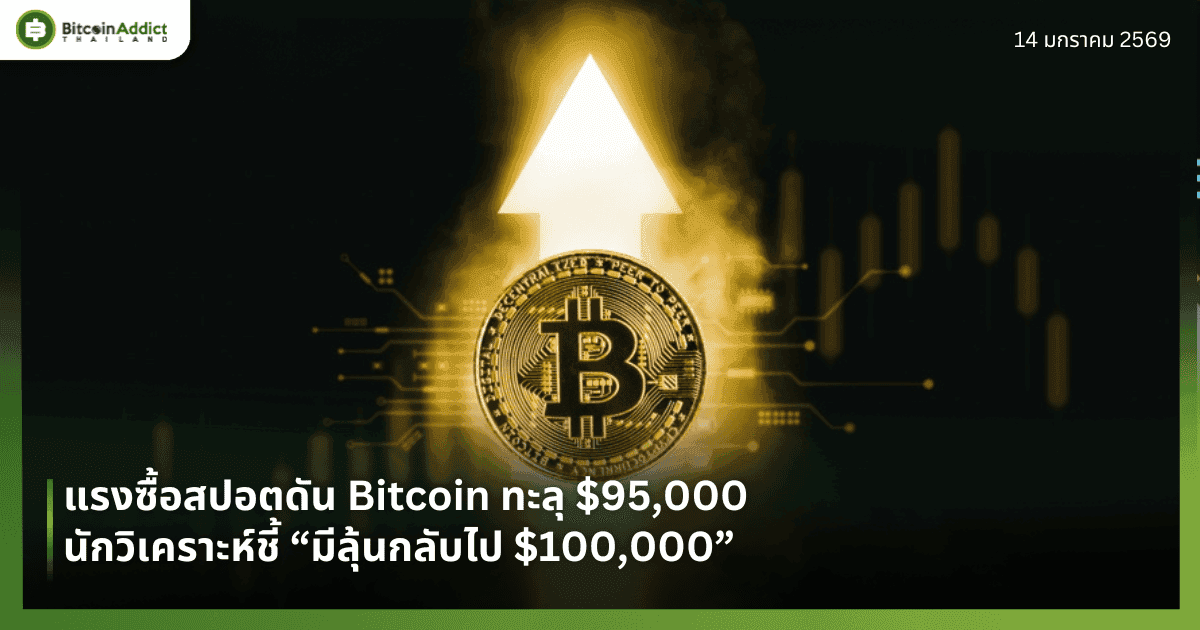 แรงซื้อสปอตดัน Bitcoin ทะลุ $95,000 นักวิเคราะห์ชี้ “มีลุ้นกลับไป $100,000”