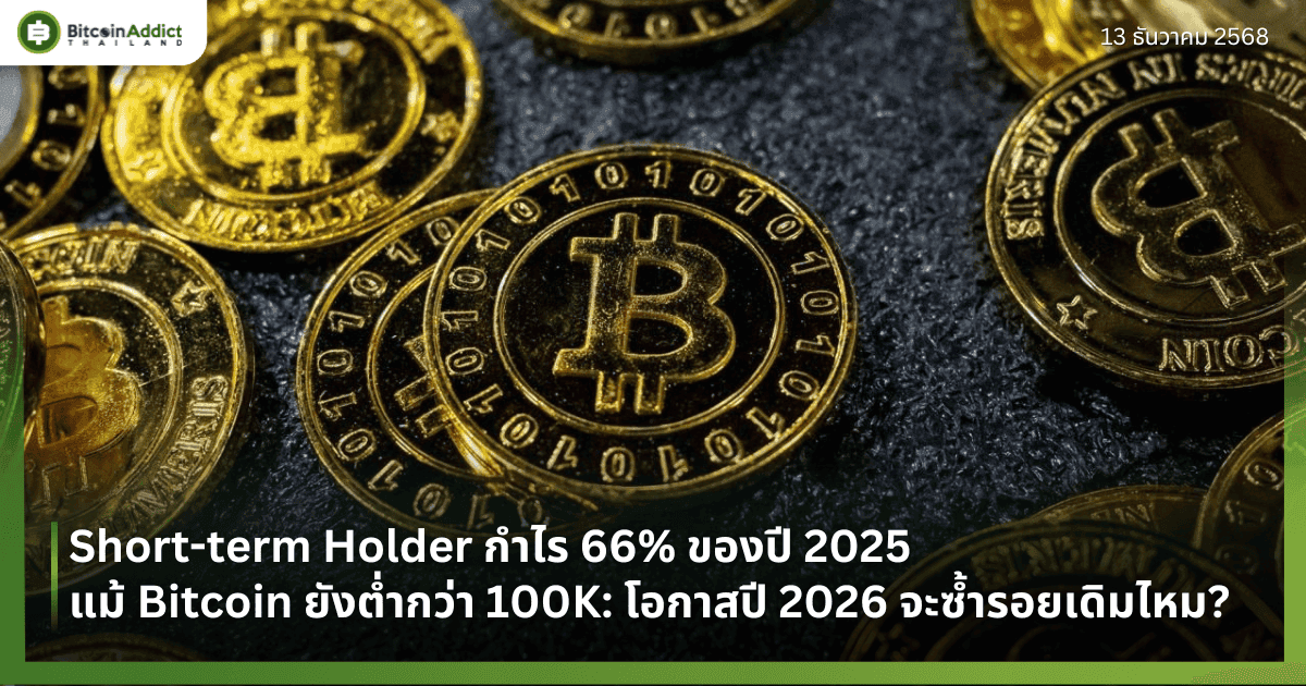 Short-term Holder กำไร 66% ของปี 2025 แม้ Bitcoin ยังต่ำกว่า 100K: โอกาสปี 2026 จะซ้ำรอยเดิมไหม?