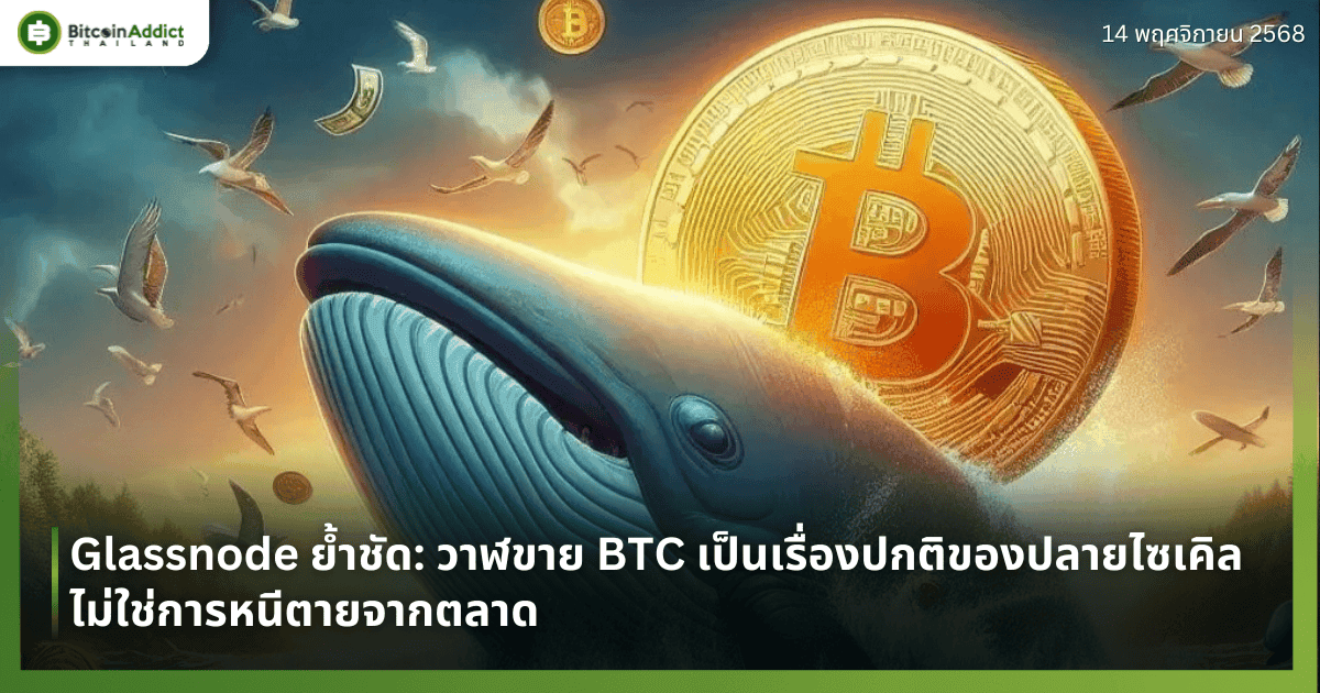 Glassnode ย้ำชัด: วาฬขาย BTC เป็นเรื่องปกติของปลายไซเคิล ไม่ใช่การหนีตายจากตลาด