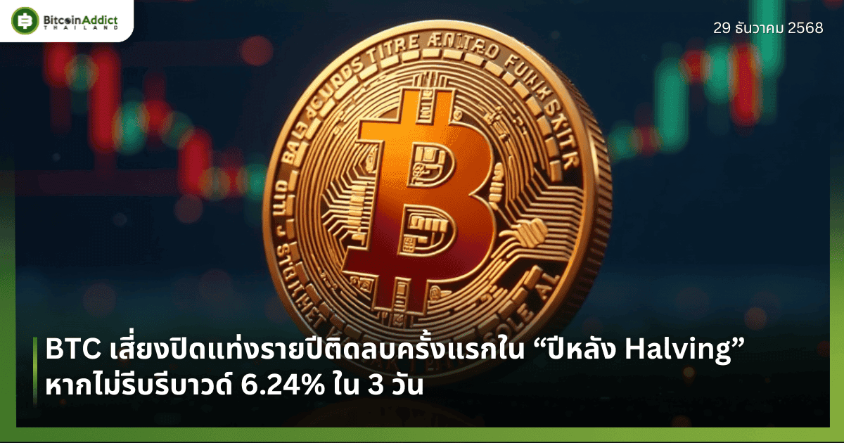 BTC เสี่ยงปิดแท่งรายปีติดลบครั้งแรกใน “ปีหลัง Halving” หากไม่รีบรีบาวด์ 6.24% ใน 3 วัน