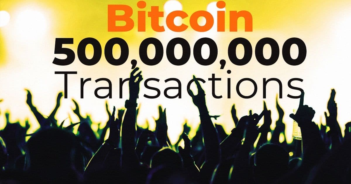 ฉลอง!! ธุรกรรม Bitcoin ถึงระดับ 500 ล้านธุรกรรมเป็นที่เรียบร้อย นับตั้งแต่เริ่มใช้งานเมื่อ 11 ปีที่แล้ว