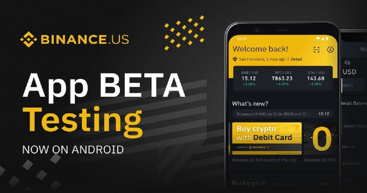Binance.US เปิดตัวการทดสอบแอพ บนมือถือ Android