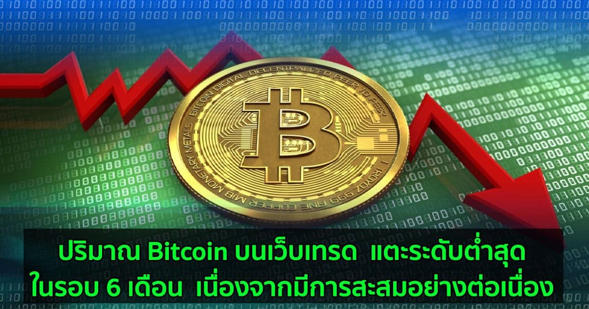 ปริมาณ Bitcoin บนเว็บเทรด  แตะระดับต่ำสุดในรอบ 6 เดือน  เนื่องจากมีการสะสมอย่างต่อเนื่อง