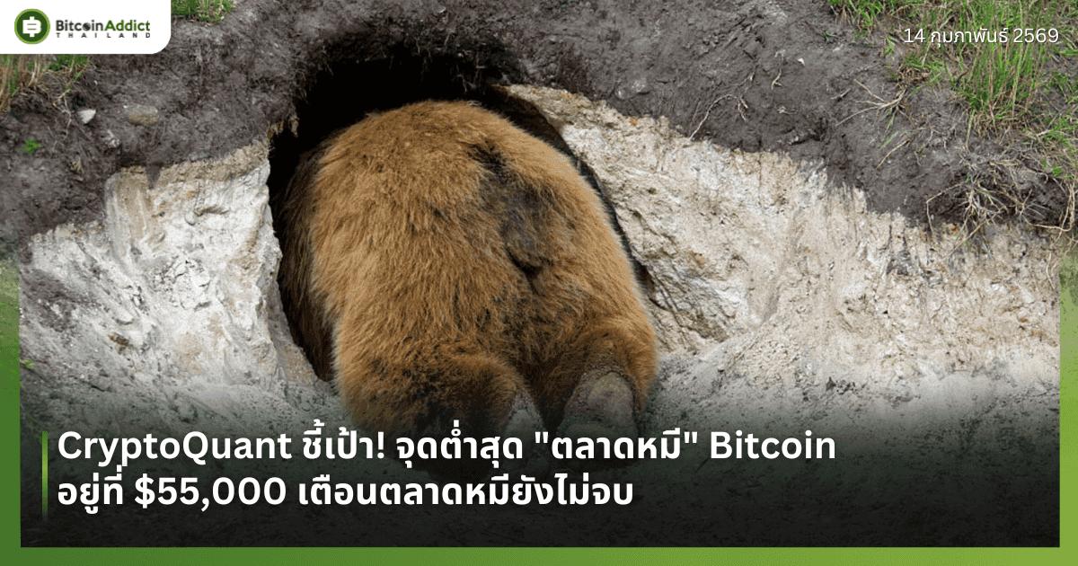 CryptoQuant ชี้เป้า! จุดต่ำสุด "ตลาดหมี" Bitcoin อยู่ที่ $55,000 เตือนตลาดหมียังไม่จบ