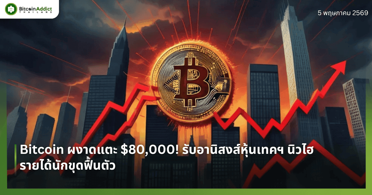 Bitcoin ผงาดแตะ $80,000! รับอานิสงส์หุ้นเทคฯ นิวไฮ-รายได้นักขุดฟื้นตัว