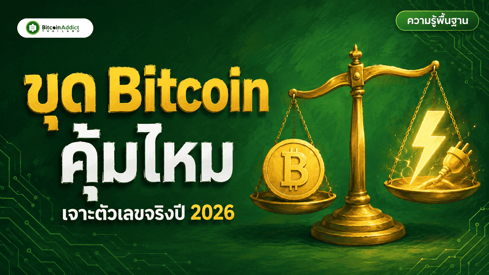 ขุด Bitcoin คุ้มไหม กินไฟจริงไหม เจาะตัวเลขจริงปี 2026