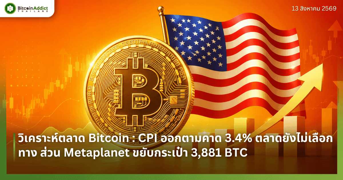 วิเคราะห์ตลาด Bitcoin : CPI ออกตามคาด 3.4% ตลาดยังไม่เลือกทาง ส่วน Metaplanet ขยับกระเป๋า 3,881 BTC