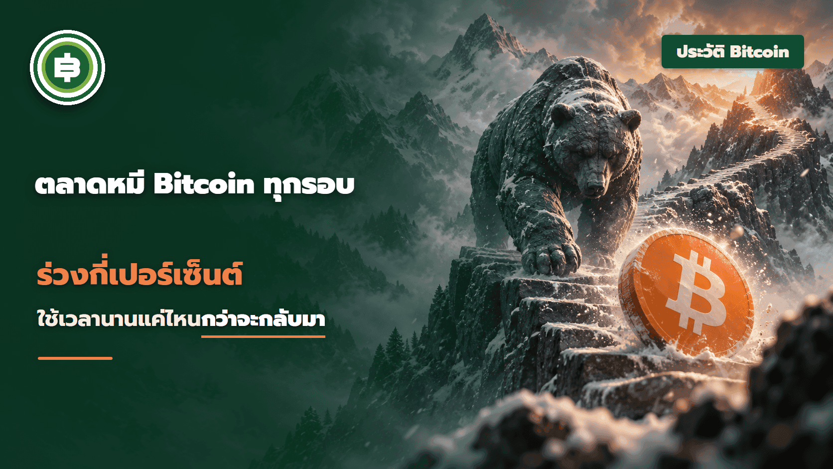 ตลาดหมี Bitcoin ทุกรอบ ร่วงกี่เปอร์เซ็นต์ และใช้เวลานานแค่ไหนกว่าจะกลับมา