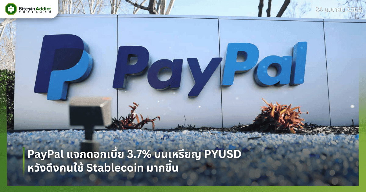 PayPal แจกดอกเบี้ย 3.7% บนเหรียญ PYUSD หวังดึงคนใช้ Stablecoin มากขึ้น