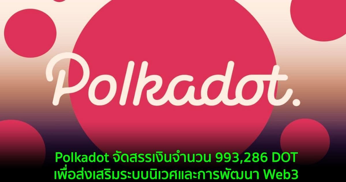 Polkadot จัดสรรเงินจำนวน 993,286 DOT เพื่อส่งเสริมระบบนิเวศและการพัฒนา Web3