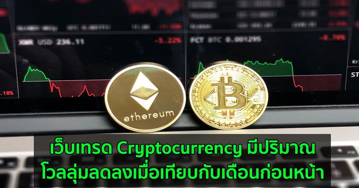 เว็บเทรด Cryptocurrency มีปริมาณโวลลุ่มลดลงอย่างมีนัยสำคัญ เมื่อเทียบกับเดือนก่อนหน้า
