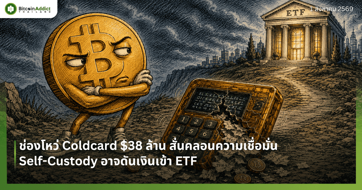 ช่องโหว่ Coldcard $38 ล้าน สั่นคลอนความเชื่อมั่น Self-Custody อาจดันเงินเข้า ETF