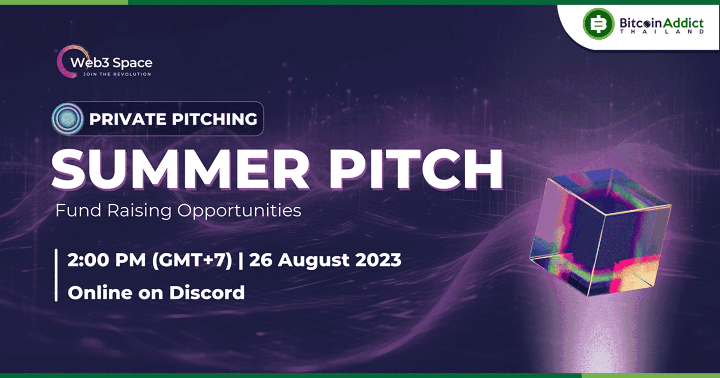 งาน Web3 Space Summer Pitch เปิดให้ลงทะเบียนแล้ว! พบกัน 26 ส.ค. นี้