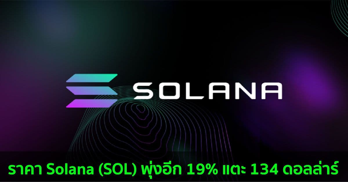 ราคา Solana (SOL) พุ่งอีก 19% แตะ 134 ดอลล่าร์ ทำสิถิสูงสุดเป็นประวัติการณ์อีกครั้ง