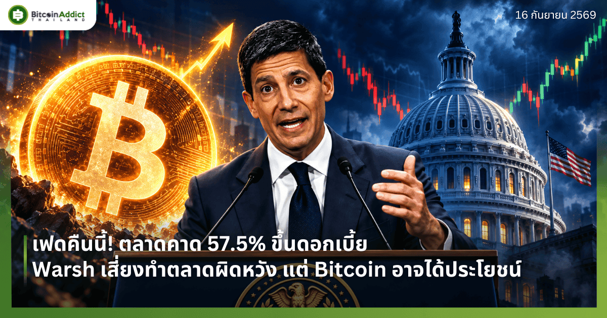 เฟดคืนนี้! ตลาดคาด 57.5% ขึ้นดอกเบี้ย Warsh เสี่ยงทำตลาดผิดหวัง แต่ Bitcoin อาจได้ประโยชน์