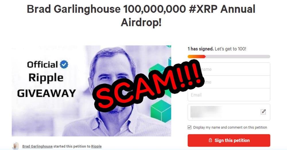 พบโครงการแจก Airdrop หลอกลวง แอบอ้างซีอีโอ Ripple เก็บเงินค่าเข้าร่วมกว่า 5 พันบาท