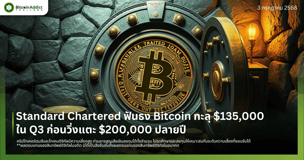 Standard Chartered ฟันธง Bitcoin ทะลุ $135,000 ใน Q3 ก่อนวิ่งแตะ $200,000 ปลายปี