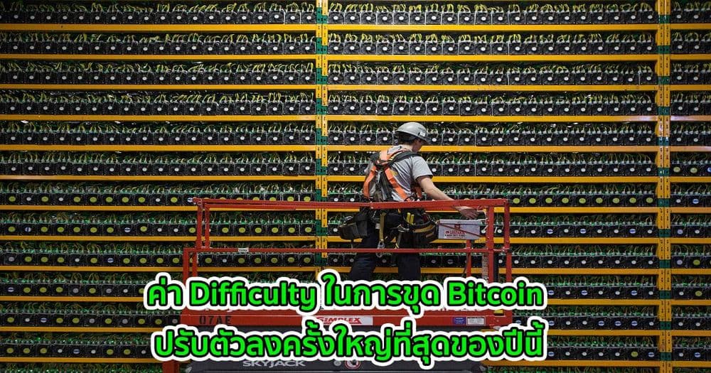 ค่า Difficulty ในการขุด Bitcoin ปรับตัวลงครั้งใหญ่ที่สุดของปีนี้