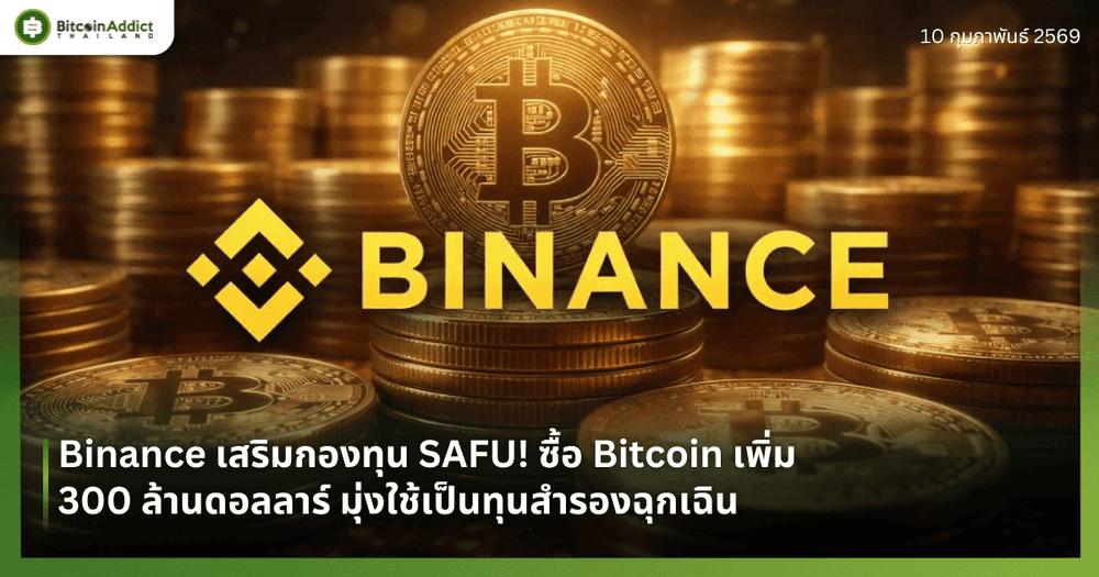 Binance เสริมกองทุน SAFU! ซื้อ Bitcoin เพิ่ม 300 ล้านดอลลาร์ มุ่งใช้เป็นทุนสำรองฉุกเฉิน