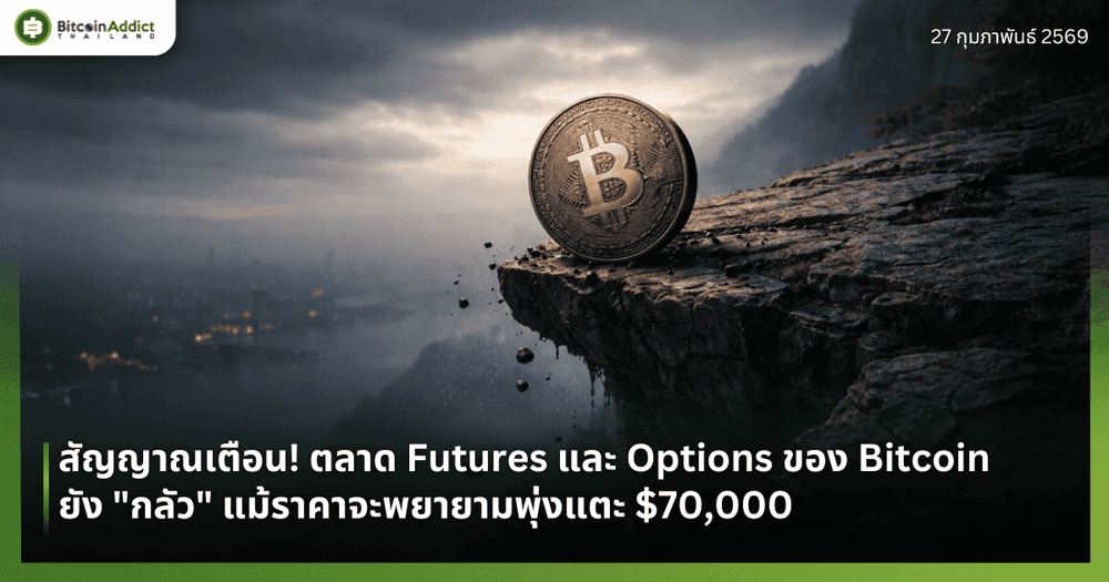 สัญญาณเตือน! ตลาด Futures และ Options ของ Bitcoin ยัง "กลัว" แม้ราคาจะพยายามพุ่งแตะ $70,000