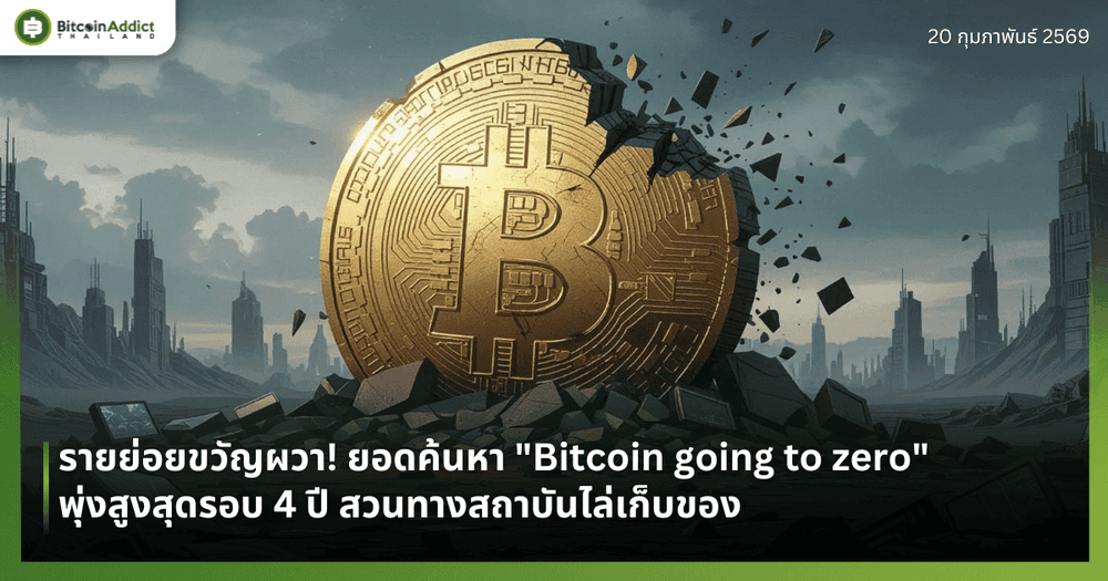 รายย่อยขวัญผวา! ยอดค้นหา "Bitcoin going to zero" พุ่งสูงสุดรอบ 4 ปี สวนทางสถาบันไล่เก็บของ
