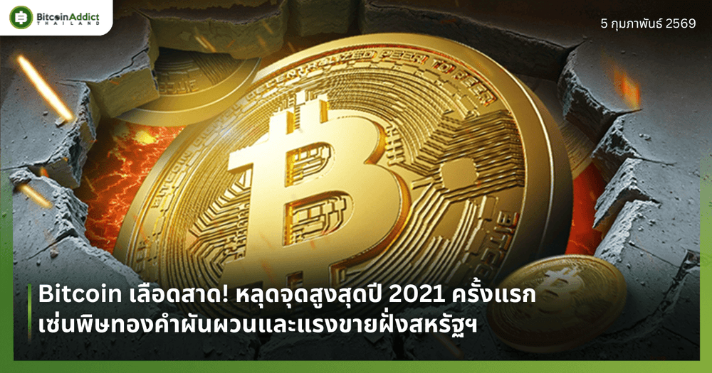 Bitcoin เลือดสาด! หลุดจุดสูงสุดปี 2021 ครั้งแรก เซ่นพิษทองคำผันผวนและแรงขายฝั่งสหรัฐฯ
