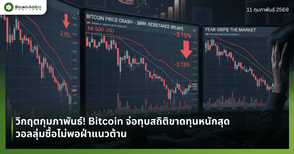วิกฤตกุมภาพันธ์! Bitcoin จ่อทุบสถิติขาดทุนหนักสุด วอลลุ่มซื้อไม่พอฝ่าแนวต้าน