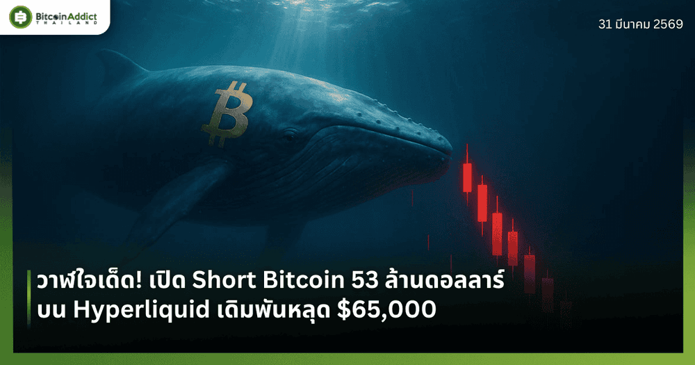 วาฬใจเด็ด! เปิด Short Bitcoin 53 ล้านดอลลาร์บน Hyperliquid เดิมพันหลุด $65,000