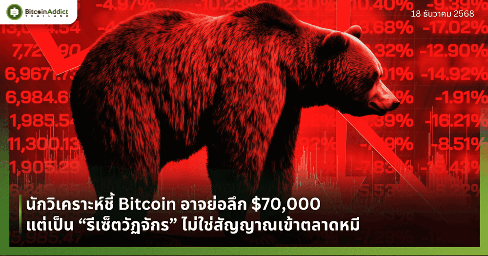 นักวิเคราะห์ชี้ Bitcoin อาจย่อลึก $70,000 แต่เป็น “รีเซ็ตวัฏจักร” ไม่ใช่สัญญาณเข้าตลาดหมี