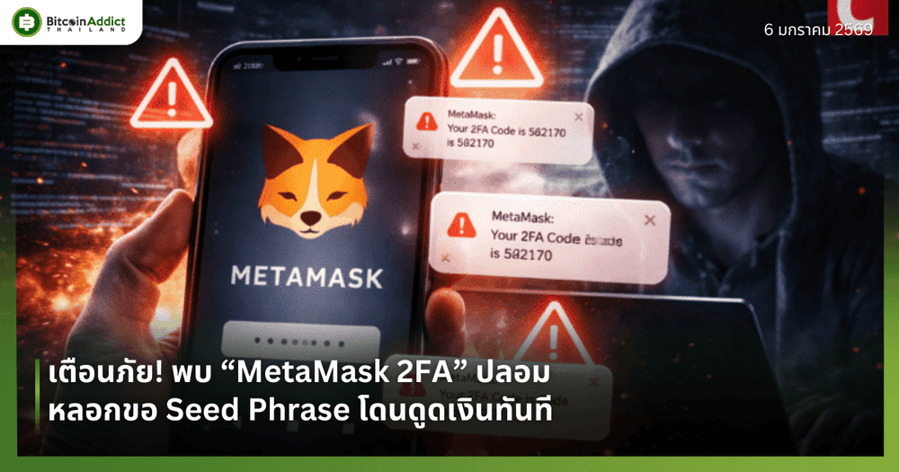 เตือนภัย! พบ “MetaMask 2FA” ปลอม หลอกขอ Seed Phrase โดนดูดเงินทันที