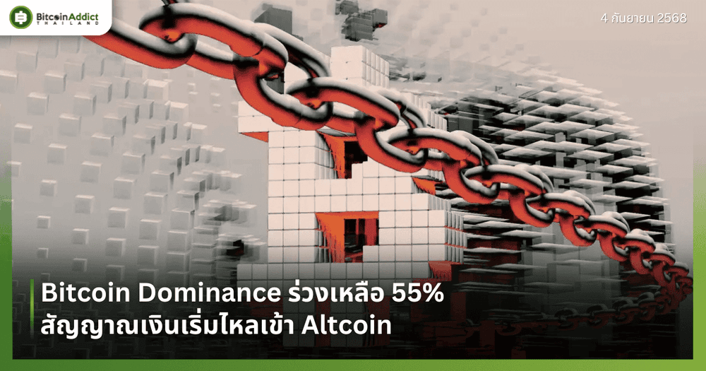 Bitcoin Dominance ร่วงเหลือ 55% สัญญาณเงินเริ่มไหลเข้า Altcoin