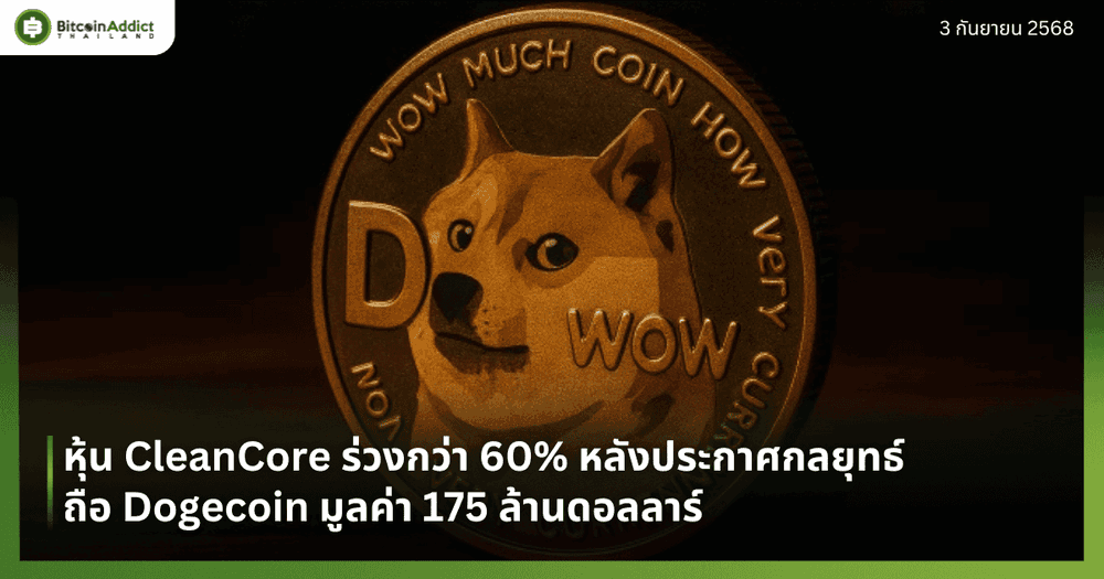 หุ้น CleanCore ร่วงกว่า 60% หลังประกาศกลยุทธ์ถือ Dogecoin มูลค่า 175 ล้านดอลลาร์