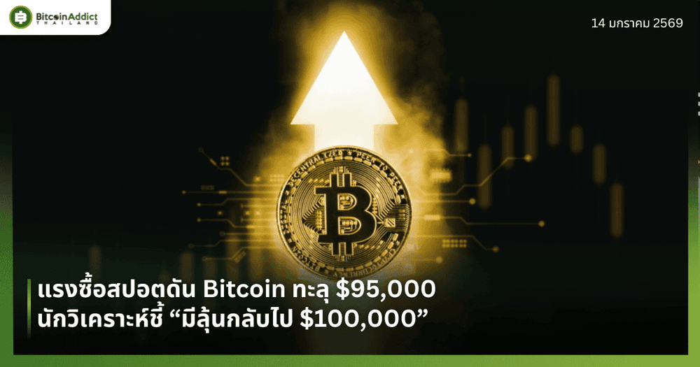 แรงซื้อสปอตดัน Bitcoin ทะลุ $95,000 นักวิเคราะห์ชี้ “มีลุ้นกลับไป $100,000”